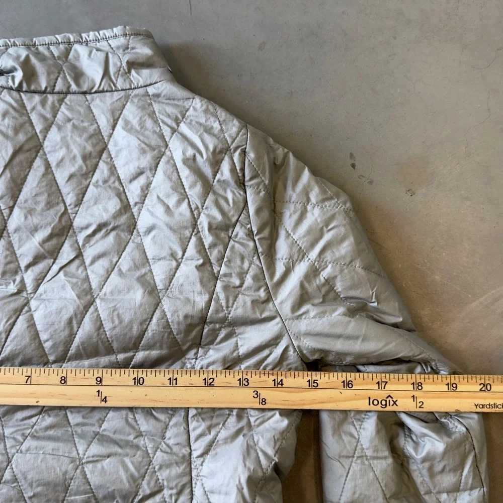 Patagonia Kids Small 7-8 Gray Quilted Full Zip Puffer Jacket Pink Trim